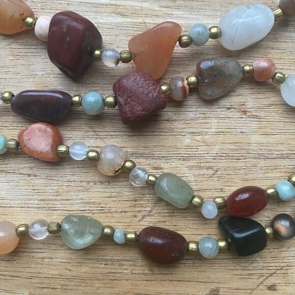 Earth’s Palette Crystal Gemstone Long Necklace Aventurine Agate Jasper Quartz - Picture 6 of 7